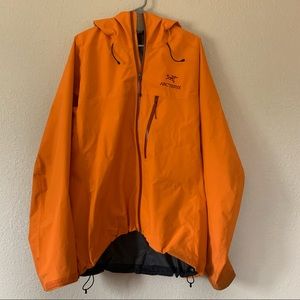 Arc'teryx Gore-tex Orange Shell Rain Wind waterproof Jacket sz XL